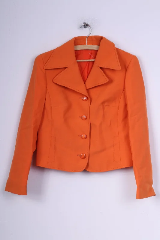 Trevira Womens 40 M Blazer Single Breasted Orange Jacket Vintage Faux Fur Jacket Real Fur Jacket Shearling Jacket Trevira Womens 40 M Blazer Single Breasted Orange Jacket Vintage Faux Fur Jacket Real Fur Jacket Shearling Jacket