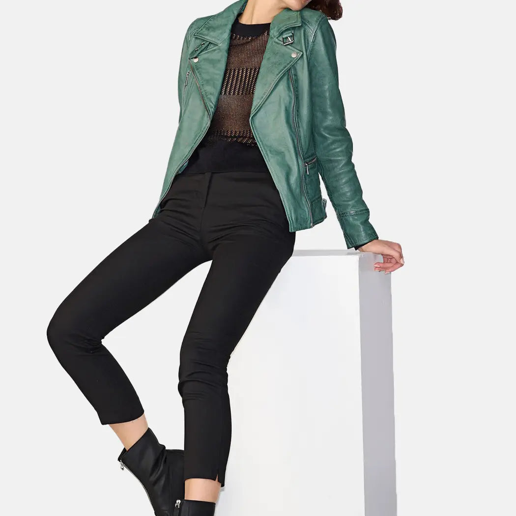 Vanessa Leather Moto Jacket Women Striped Jacket Polka Dot Jacket Floral Jacket