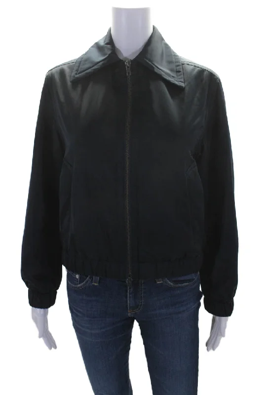 Vince Womens Collared Two Pocket Long Sleeve Zip Up Bomber Jacket Navy Nylon Jacket Polyester Jacket Spandex Jacket Vince Womens Collared Two Pocket Long Sleeve Zip Up Bomber Jacket Navy Nylon Jacket Polyester Jacket Spandex Jacket