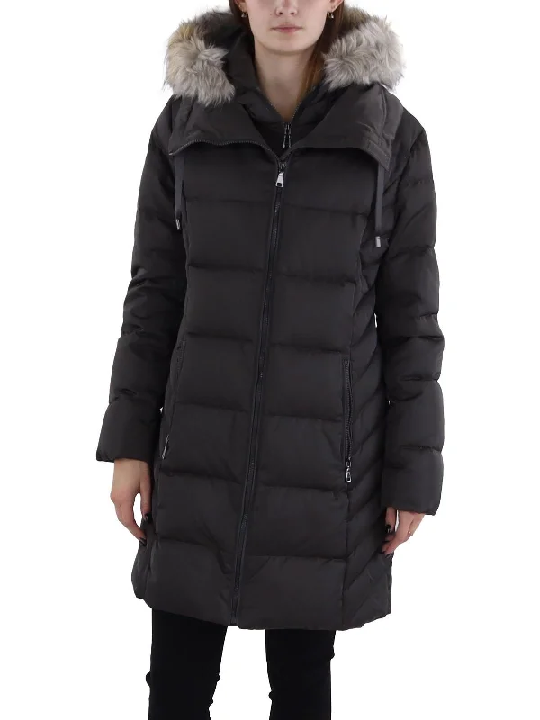 Womens Faux Fur Parka Puffer Jacket Ribbed Jacket Pleated Jacket Ruffled Jacket