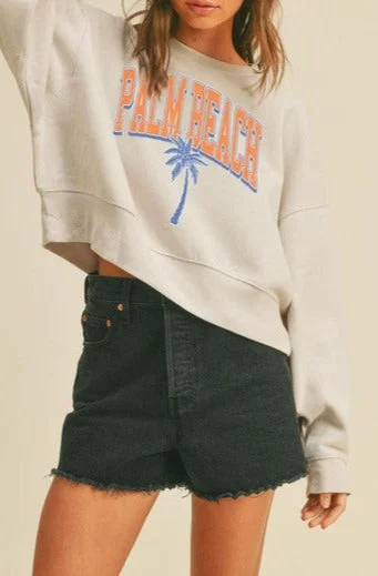 Palm Beach Cropped Sweatshirt Hoodie with Camouflage Military Edgy