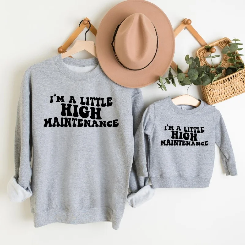 A Little High Maintenance Mum & Kid Matching Sweatshirts Hoodie with Pattern Geometric Abstract A Little High Maintenance Mum & Kid Matching Sweatshirts Hoodie with Pattern Geometric Abstract