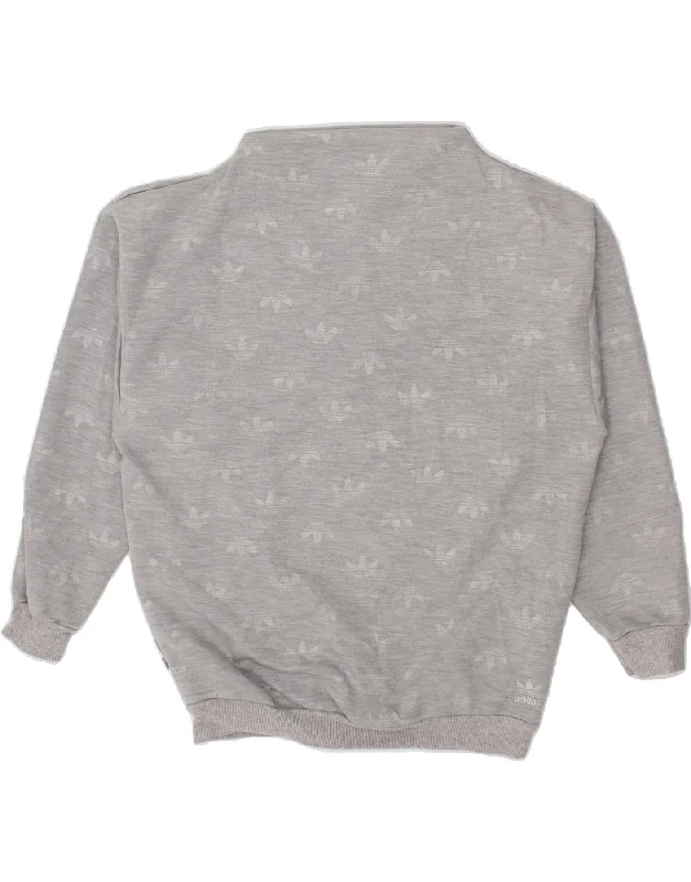 ADIDAS Womens Oversized Graphic Sweatshirt Jumper UK 10 Small Grey Hoodie with Cuffed Sleeves Snug Secure ADIDAS Womens Oversized Graphic Sweatshirt Jumper UK 10 Small Grey Hoodie with Cuffed Sleeves Snug Secure