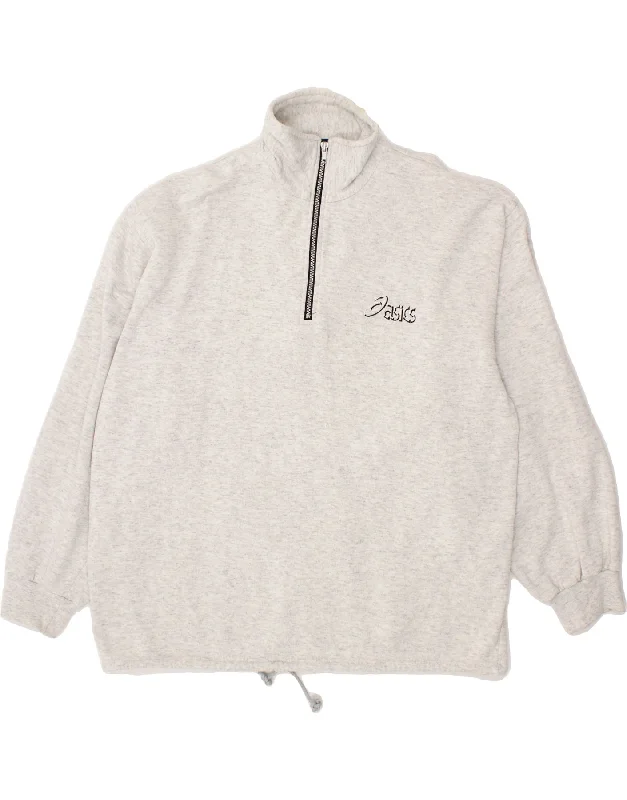 ASICS Mens Zip Neck Sweatshirt Jumper XL Grey Cotton Hoodie with Contrast Stitching Detailed Premium ASICS Mens Zip Neck Sweatshirt Jumper XL Grey Cotton Hoodie with Contrast Stitching Detailed Premium