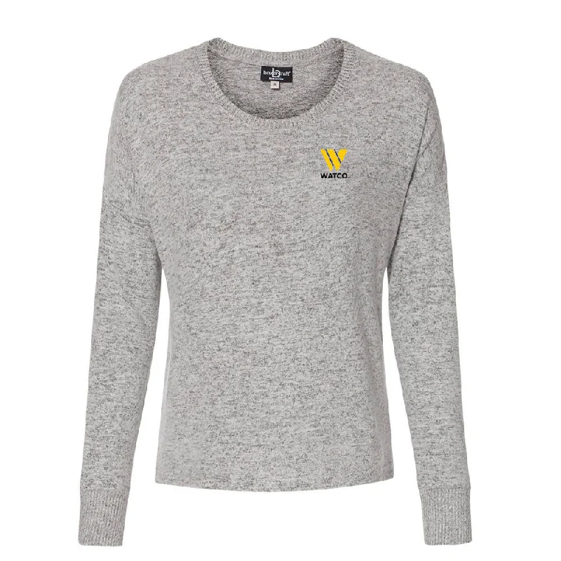 Boxercraft - Women's Cuddle Fleece Boxy Crewneck Sweatshirt - L06 Hoodie with Button Classic Timeless Boxercraft - Women's Cuddle Fleece Boxy Crewneck Sweatshirt - L06 Hoodie with Button Classic Timeless
