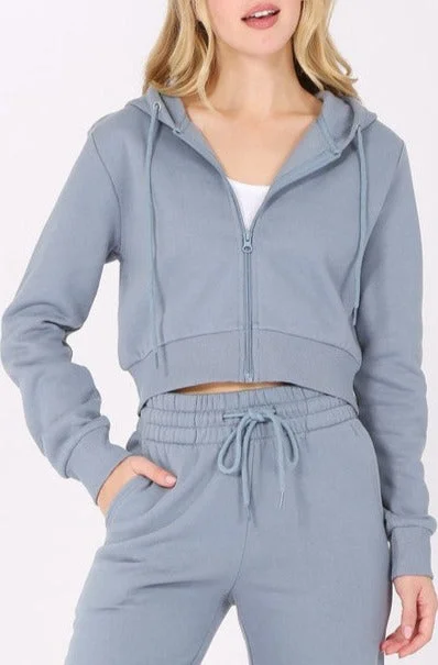 Cropped Zip Up Hoodie Hoodie with Slim Fit Tailored Modern