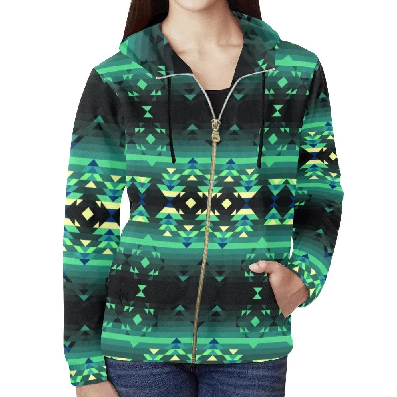 Inspire Green Full Zip Hoodie for Women Hoodie with Exposed Zipper Edgy Industrial