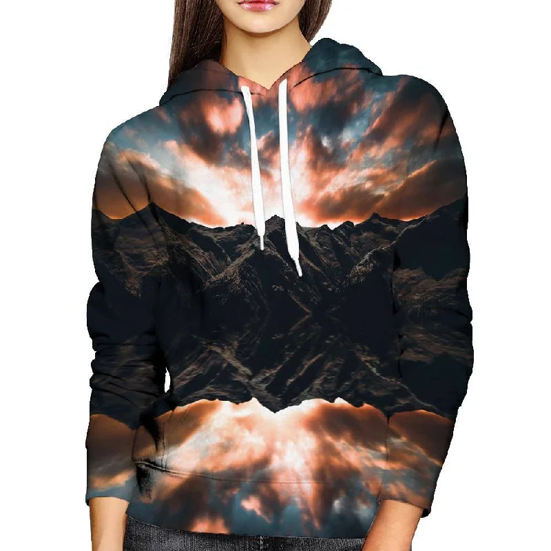 Inverted Mountain Womens Hoodie Hoodie with Raw Hem Edgy Unfinished