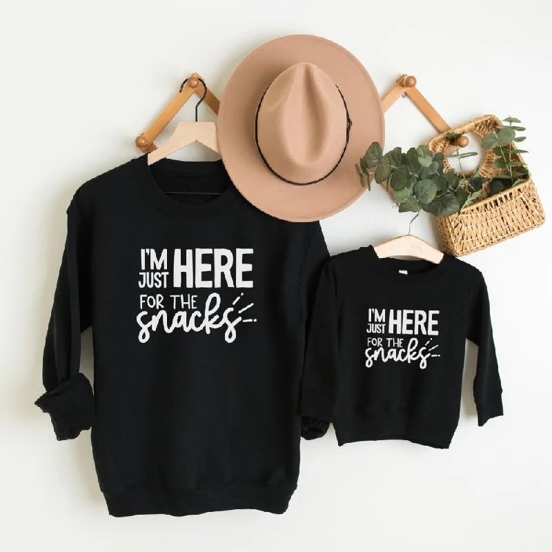 Just Here For The Snacks Mum & Kid Matching Sweatshirts Hoodie with Embroidery Detailed Premium Just Here For The Snacks Mum & Kid Matching Sweatshirts Hoodie with Embroidery Detailed Premium