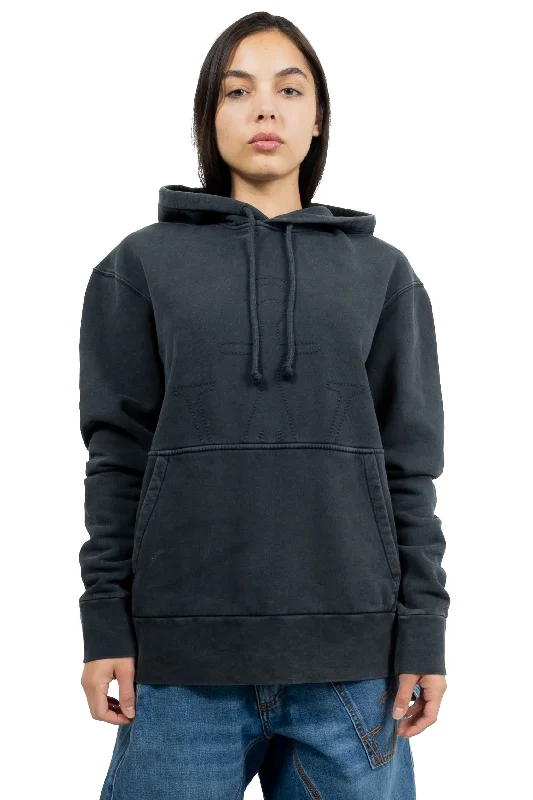Jw Anderson Jwa Embroidered Hoodie Charcoal Hoodie with Cuffed Sleeves Snug Secure