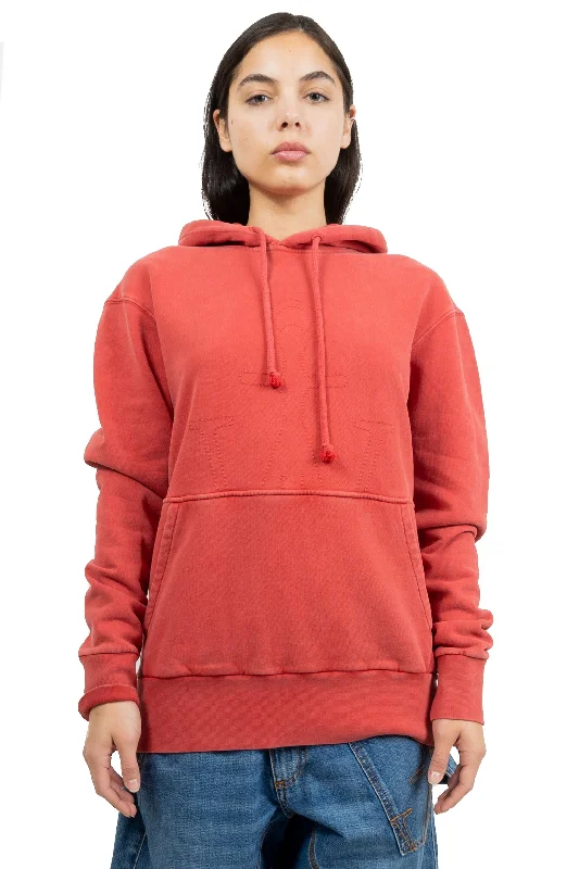 Jw Anderson Jwa Embroidered Hoodie Red Hoodie with Metallic Shiny Futuristic