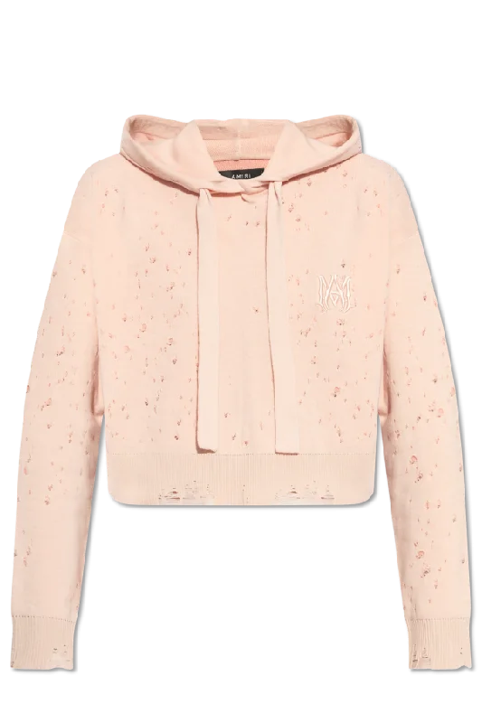 Ma Shotgun Hoodie Pink Hoodie with Hem Applique Textured Unique