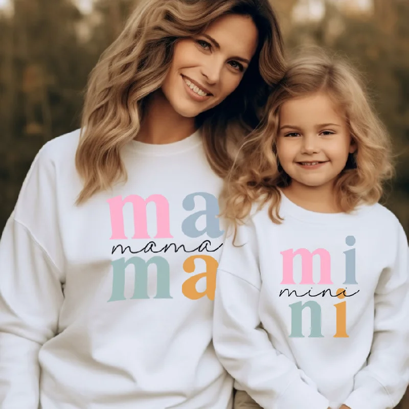 Mama & Mini Dream Block Matching Sweatshirts White Hoodie with Sequins Glamorous Eye-catching Mama & Mini Dream Block Matching Sweatshirts White Hoodie with Sequins Glamorous Eye-catching