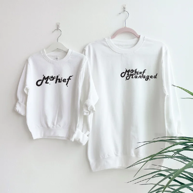 Mischief and Mischief Managed Matching Mum and Kid Sweatshirts Hoodie with Hidden Zipper Minimalist Clean Mischief and Mischief Managed Matching Mum and Kid Sweatshirts Hoodie with Hidden Zipper Minimalist Clean