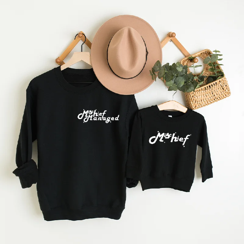 Mischief and Mischief Managed Matching Mum and Kid Sweatshirts Hoodie with Hem Lace Feminine Delicate Mischief and Mischief Managed Matching Mum and Kid Sweatshirts Hoodie with Hem Lace Feminine Delicate