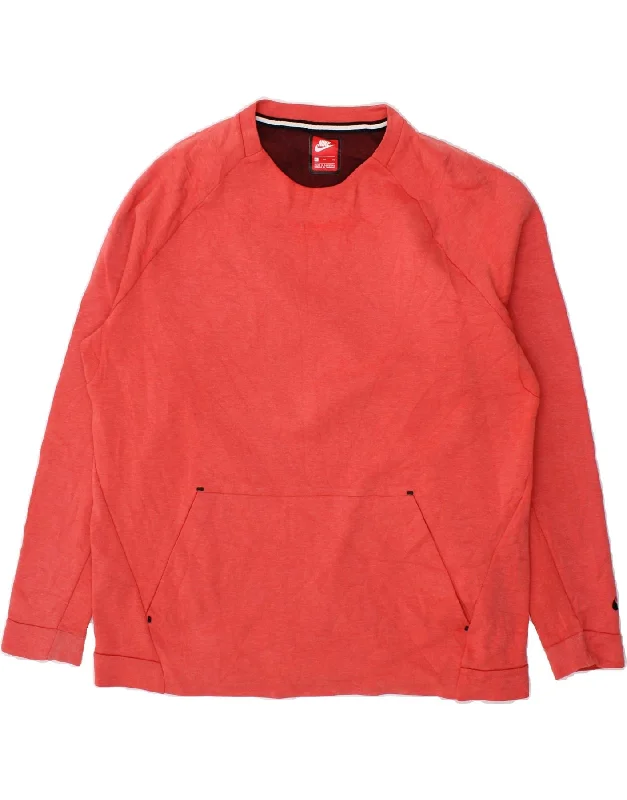 NIKE Womens Oversized Sweatshirt Jumper UK 18 XL Red Cotton Hoodie with Zipper Placket Modern Functional NIKE Womens Oversized Sweatshirt Jumper UK 18 XL Red Cotton Hoodie with Zipper Placket Modern Functional