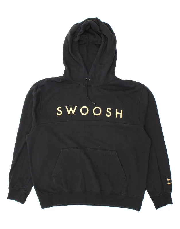 NIKE Womens Swoosh Oversized Graphic Hoodie Jumper UK 16 Large Black Hoodie Jacket Zipper Layering NIKE Womens Swoosh Oversized Graphic Hoodie Jumper UK 16 Large Black Hoodie Jacket Zipper Layering