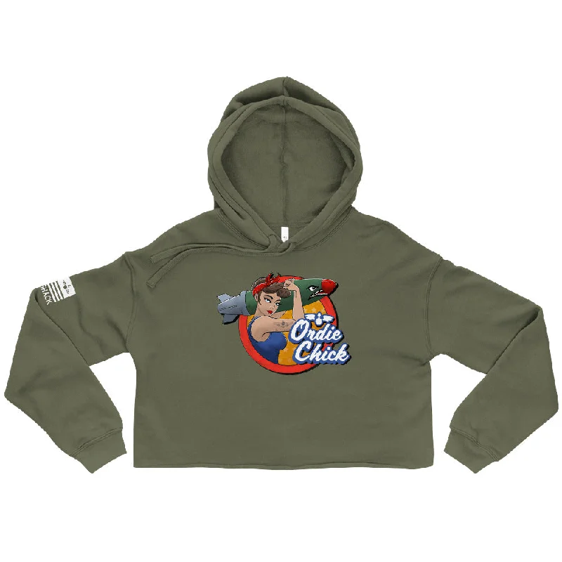 Ordie Chick - Crop Hoodie Hoodie with Double Zipper Versatile Adjustable