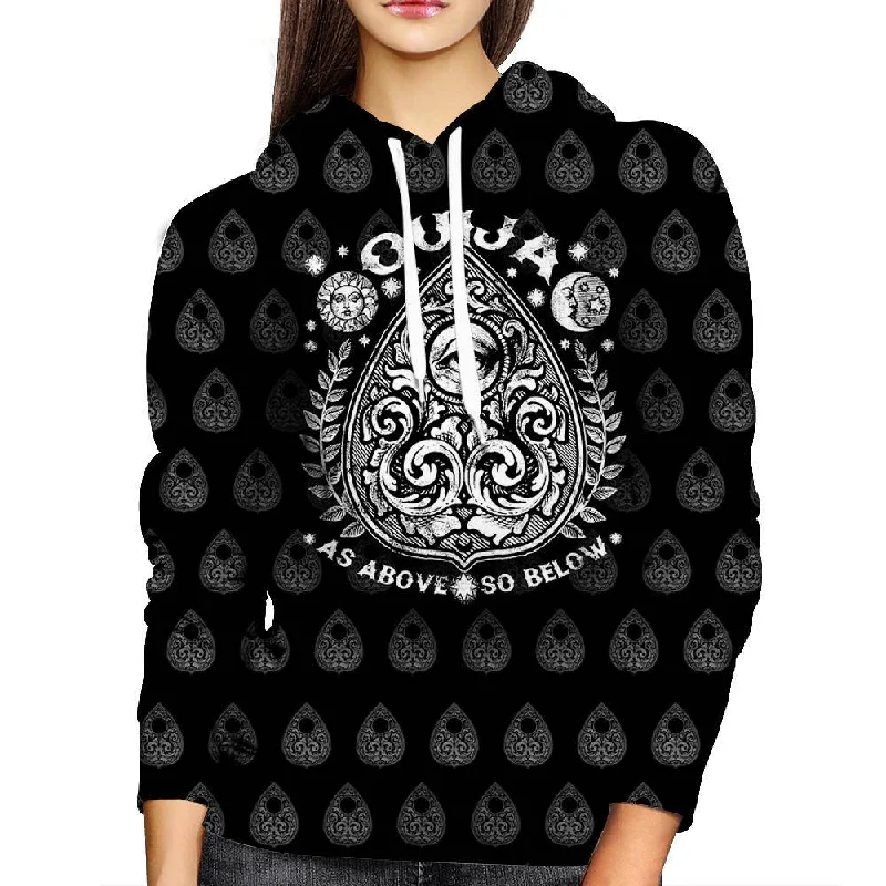 Ouija Womens Hoodie Hoodie with Slit Hem Functional Movement