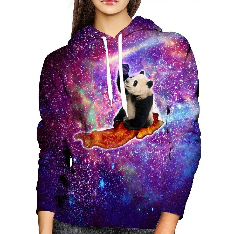 Panda UFO Bacon Womens Hoodie Hoodie with Velcro Closure Adjustable Secure