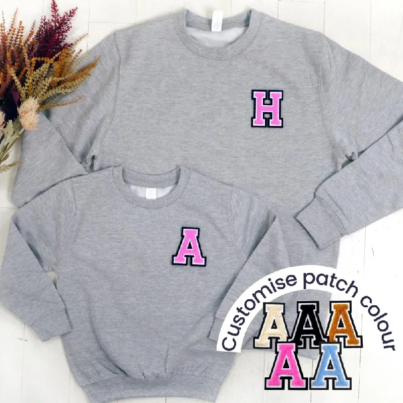 Patch 22 Heather Grey Matching Initial Sweatshirts Hoodie with Distressed Vintage Worn Patch 22 Heather Grey Matching Initial Sweatshirts Hoodie with Distressed Vintage Worn