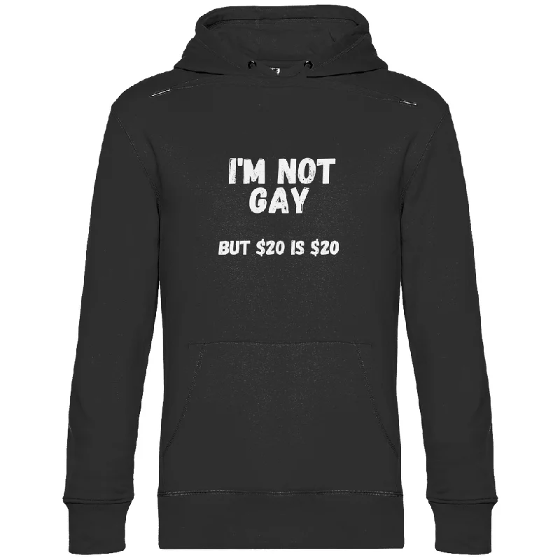 Premium Hoodie "$20 is $20" Hoodie with Hem Embroidery Detailed Premium