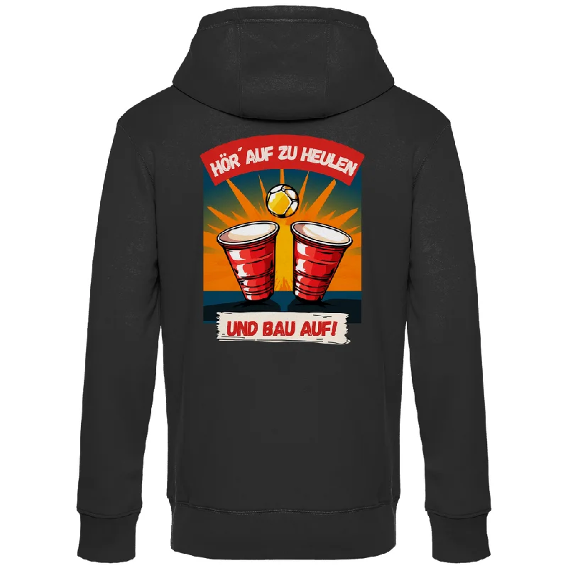 Premium Hoodie "Hör´ auf zu heulen" (Backprint) Hoodie with Puffed Sleeves Voluminous Trendy Premium Hoodie "Hör´ auf zu heulen" (Backprint) Hoodie with Puffed Sleeves Voluminous Trendy
