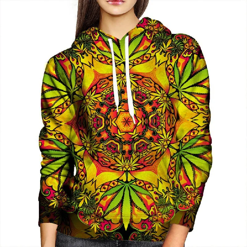 Psychedelic Weed Womens Hoodie Hoodie with Cropped Fit Short Trendy