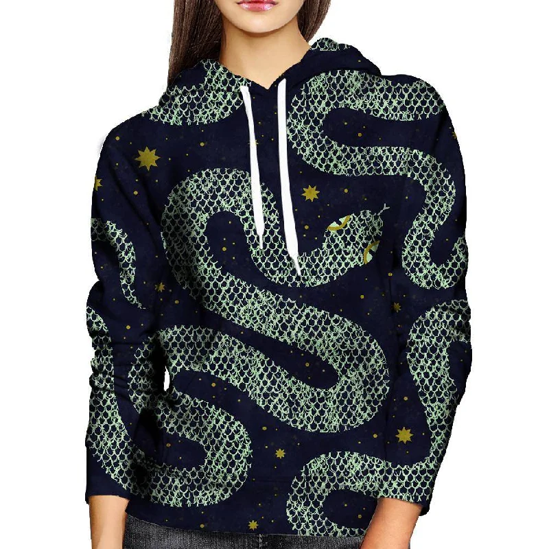 Space Serpent Womens Hoodie Hoodie with Applique Textured Unique