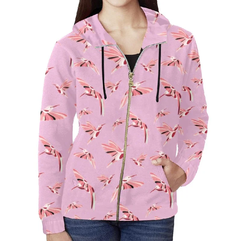 Strawberry Pink Full Zip Hoodie for Women Hoodie with Lining Warm Insulated