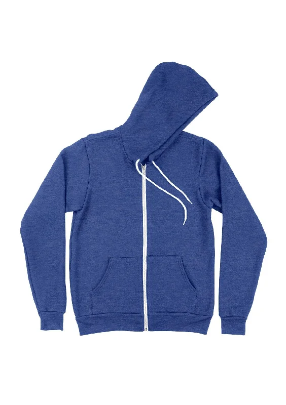 Zip Kangaroo Fleece Hoodie - Royal Blue Heather Hoodie with Turtle Neck Cozy Winter