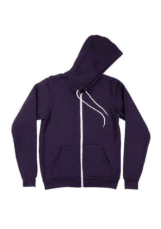 Zip Kangaroo Fleece Hoodie - Purple Hoodie with Longline Fit Extended Stylish