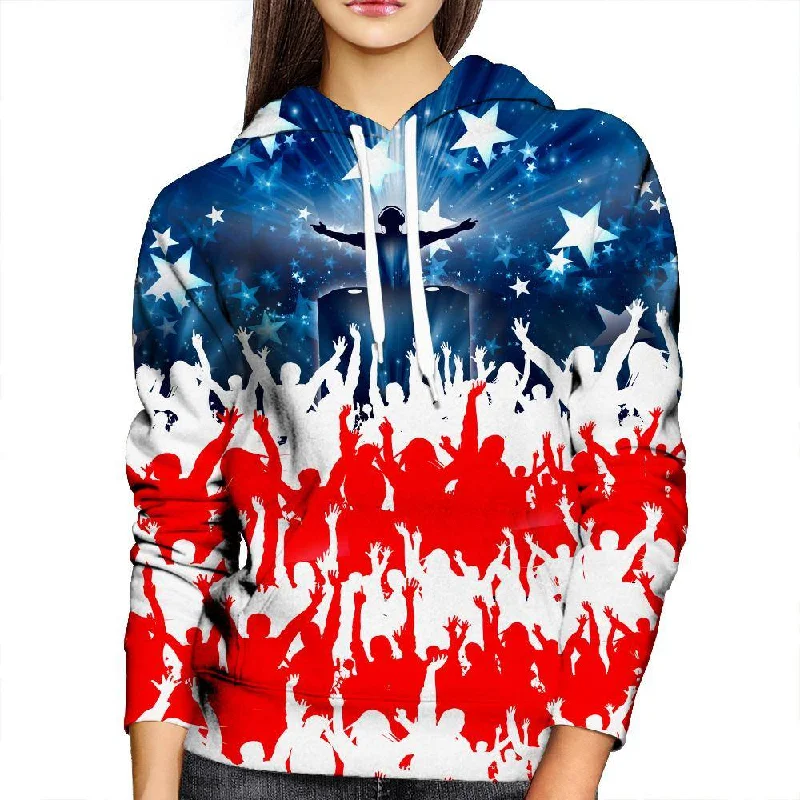 USA Party Womens Hoodie Hoodie with Elastic Cuffs Stretchable Comfortable