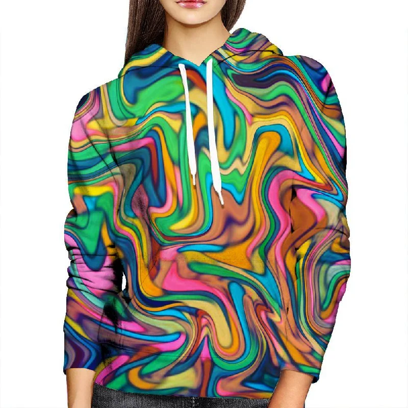 Wavy Colors Womens Hoodie Hoodie with Pattern Geometric Abstract