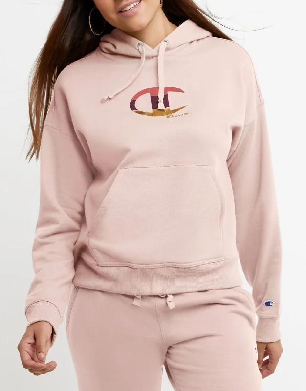 Women's Foil Colorblock Logo Hoodie Hoodie with Longline Fit Extended Stylish