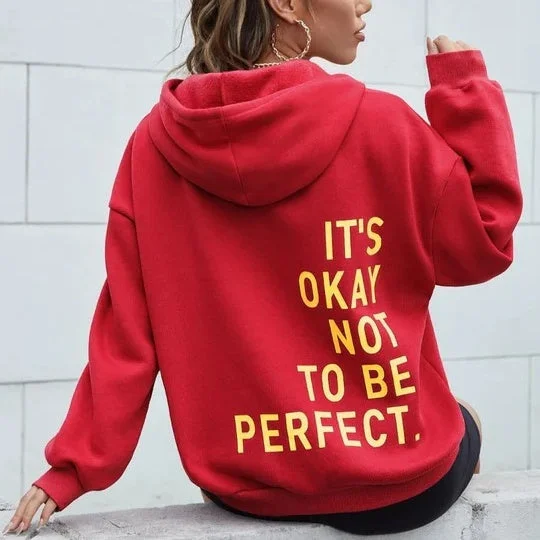 Women's Multi-color Letters Printed All-matching Casual Long Sleeve Sweatshirt Hoodie with Hem Ribbing Snug Secure Women's Multi-color Letters Printed All-matching Casual Long Sleeve Sweatshirt Hoodie with Hem Ribbing Snug Secure