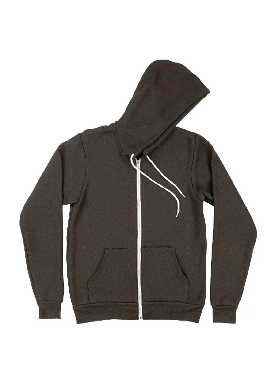 Zip Kangaroo Fleece Hoodie - Asphalt Gray Hoodie with Belted Waist Structured Tailored