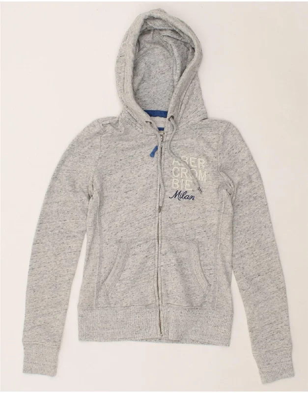 ABERCROMBIE & FITCH Womens Graphic Zip Hoodie Sweater UK 6 XS Grey Flecked Herringbone Houndstooth Plaid ABERCROMBIE & FITCH Womens Graphic Zip Hoodie Sweater UK 6 XS Grey Flecked Herringbone Houndstooth Plaid