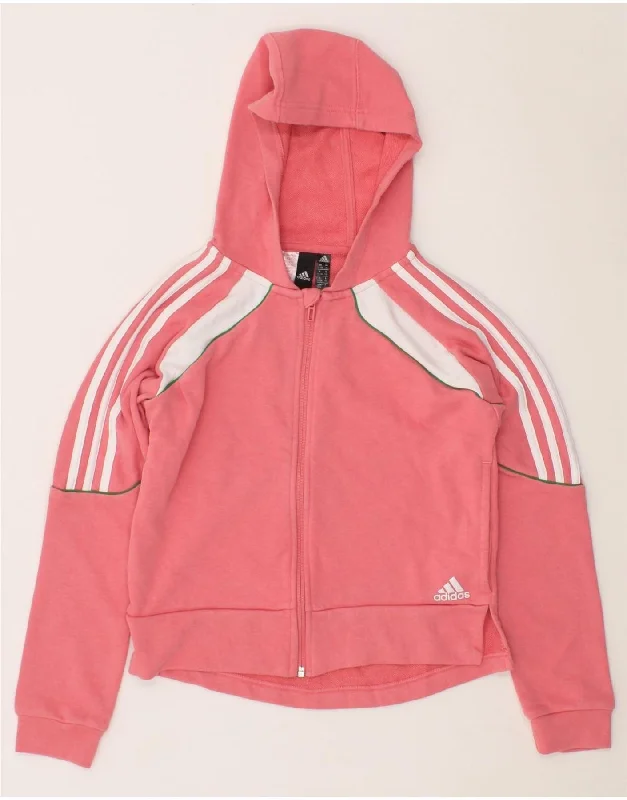 ADIDAS Girls Zip Hoodie Sweater 11-12 Years Pink Colourblock Lace Blend Ribbed Blend Corduroy Blend ADIDAS Girls Zip Hoodie Sweater 11-12 Years Pink Colourblock Lace Blend Ribbed Blend Corduroy Blend