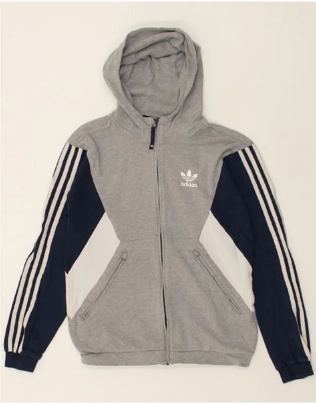 ADIDAS Mens Zip Hoodie Sweater Small Grey Colourblock Cotton Fleece Sweater Nylon Polyester ADIDAS Mens Zip Hoodie Sweater Small Grey Colourblock Cotton Fleece Sweater Nylon Polyester