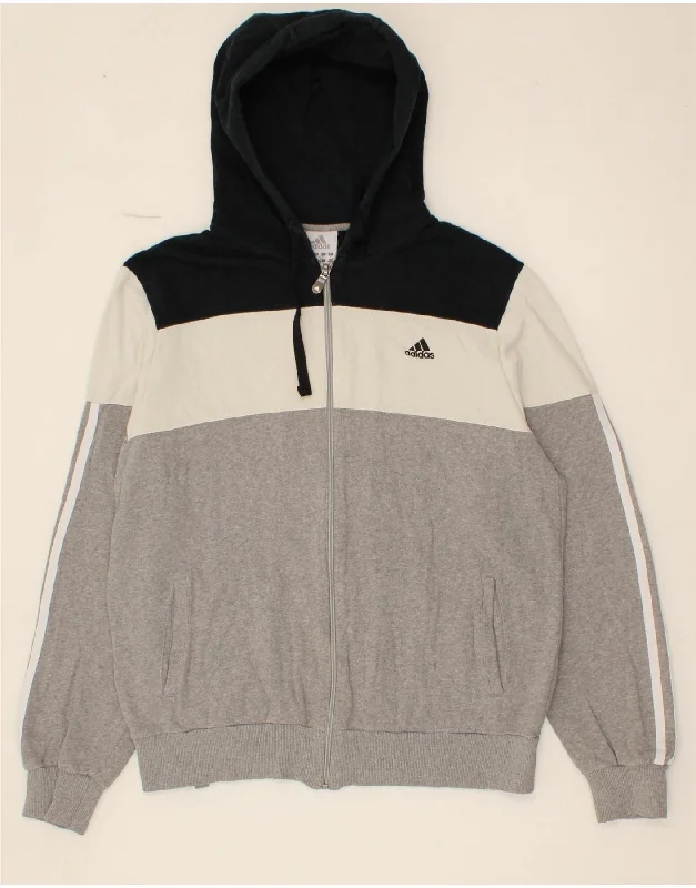 ADIDAS Mens Zip Hoodie Sweater UK 40/42 Medium Grey Colourblock Cotton High Neck Crew Neck V-Neck ADIDAS Mens Zip Hoodie Sweater UK 40/42 Medium Grey Colourblock Cotton High Neck Crew Neck V-Neck