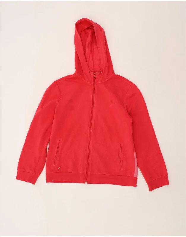 ADIDAS Womens Graphic Zip Hoodie Sweater UK 12/14 Medium Red Cotton Solid Color Striped Floral Print ADIDAS Womens Graphic Zip Hoodie Sweater UK 12/14 Medium Red Cotton Solid Color Striped Floral Print