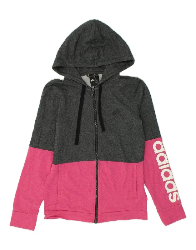ADIDAS Womens Graphic Zip Hoodie Sweater UK 8/10 Small Grey Colourblock Stylish Fashionable Trendy ADIDAS Womens Graphic Zip Hoodie Sweater UK 8/10 Small Grey Colourblock Stylish Fashionable Trendy