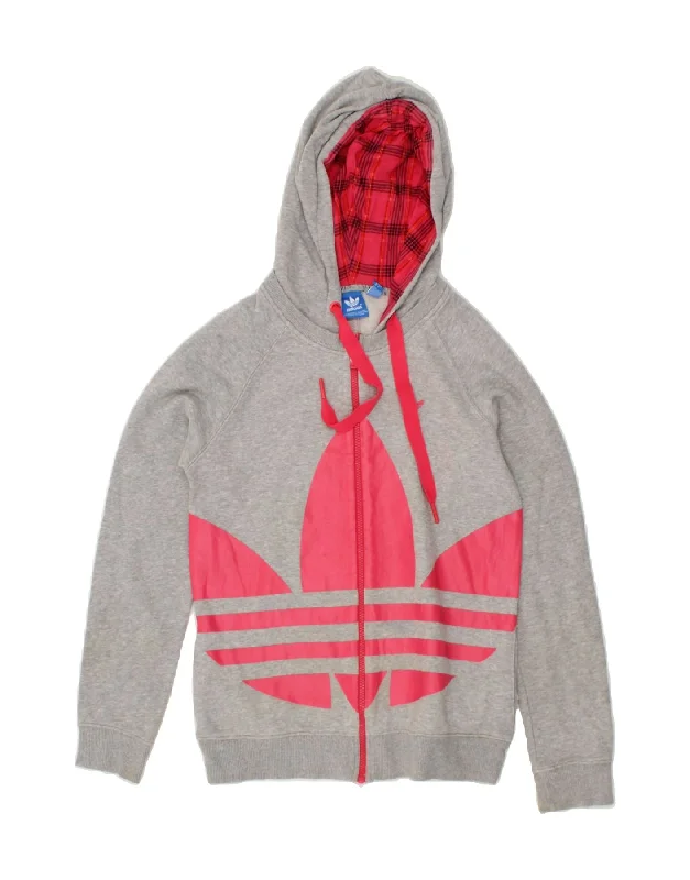 ADIDAS Womens Graphic Zip Hoodie Sweater UK 8 Small Grey Cotton Collared Crew Neck Turtle Neck ADIDAS Womens Graphic Zip Hoodie Sweater UK 8 Small Grey Cotton Collared Crew Neck Turtle Neck