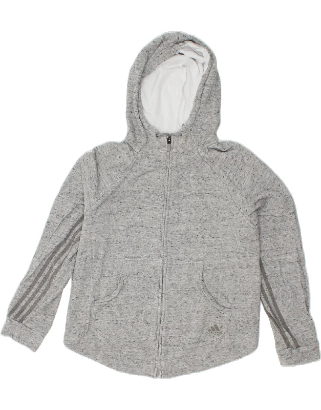 ADIDAS Womens Zip Hoodie Sweater UK 12/14 Medium Grey Flecked Cotton Zippered Buttoned Snapped ADIDAS Womens Zip Hoodie Sweater UK 12/14 Medium Grey Flecked Cotton Zippered Buttoned Snapped
