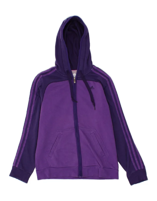 ADIDAS Womens Zip Hoodie Sweater UK 12/14 Medium Purple Colourblock Cotton Boxy Sweater Fitted Sweater A-Line ADIDAS Womens Zip Hoodie Sweater UK 12/14 Medium Purple Colourblock Cotton Boxy Sweater Fitted Sweater A-Line