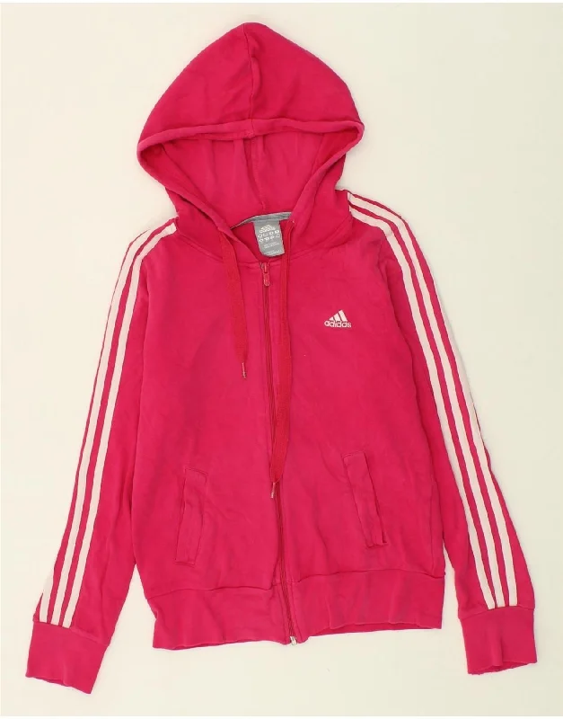 ADIDAS Womens Zip Hoodie Sweater UK 12 Medium Pink Cotton Stretchy Elastic Breathable ADIDAS Womens Zip Hoodie Sweater UK 12 Medium Pink Cotton Stretchy Elastic Breathable