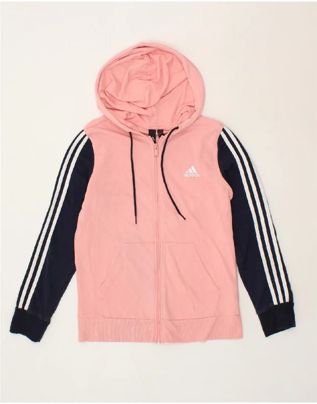 ADIDAS Womens Zip Hoodie Sweater UK 14/16 Medium Pink Colourblock Cotton Cable Knit Ribbed Knit Lace Knit ADIDAS Womens Zip Hoodie Sweater UK 14/16 Medium Pink Colourblock Cotton Cable Knit Ribbed Knit Lace Knit