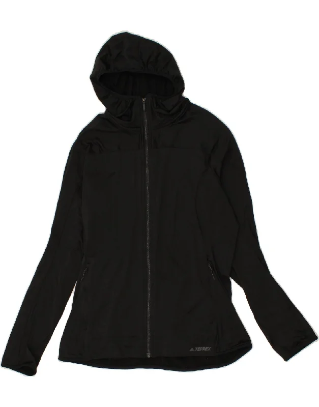 ADIDAS Womens Zip Hoodie Sweater UK 18 XL Black Polyester Oversized Loose Flowy