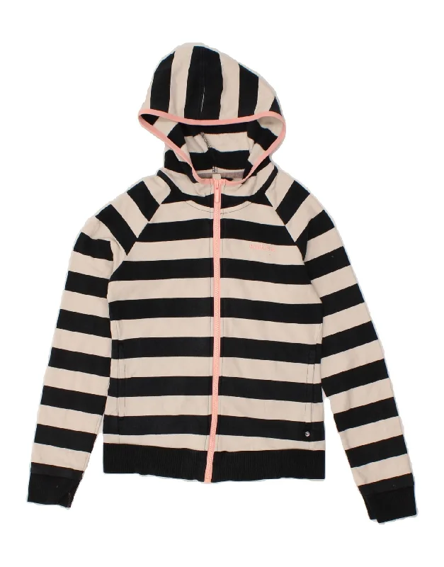 ADIDAS Womens Zip Hoodie Sweater UK 4 XS Black Striped Cotton Toggled Drawstring Belted ADIDAS Womens Zip Hoodie Sweater UK 4 XS Black Striped Cotton Toggled Drawstring Belted